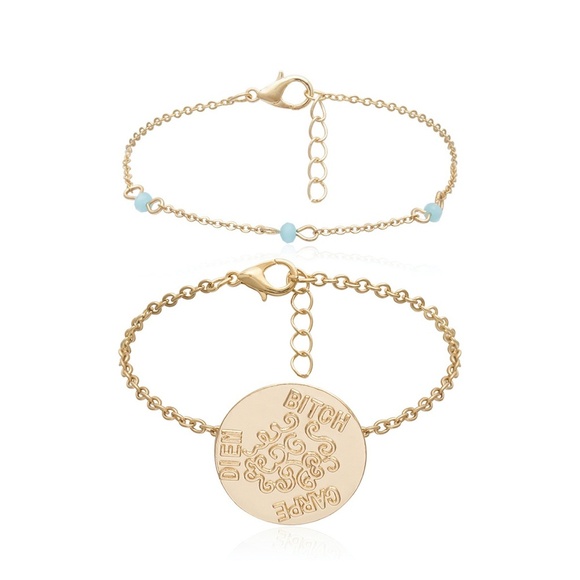 **CHARLIE* 2-Pc Gold Carpe Diem Bi*** Bracelet Set - Picture 6 of 9